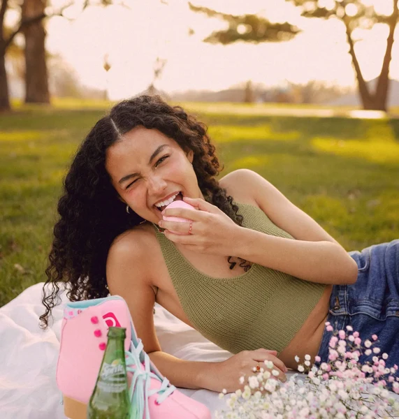 Happy confident woman glowing after teeth whitening at Desert Rose Retreat Prescott AZ